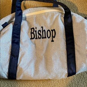 Blue and White Striped duffle  Bag